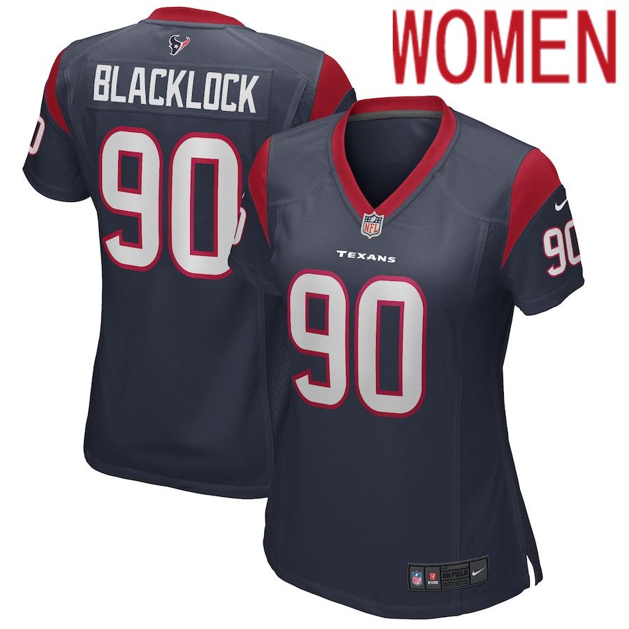 Women Houston Texans #90 Ross Blacklock Nike Navy Game NFL Jersey->women nfl jersey->Women Jersey